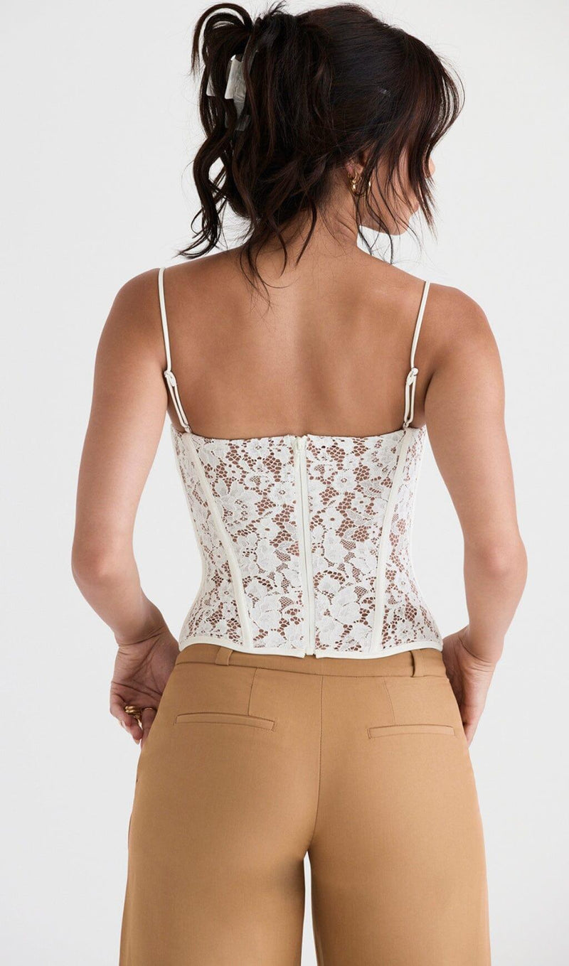 MILA IVORY LACE UNDERWIRED CORSET TOP