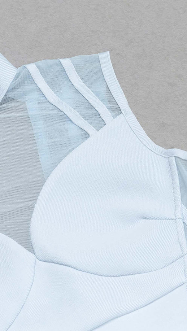 AIIZIE HIGH NECK MESH MIDI DRESS IN LIGHT BLUE - product image