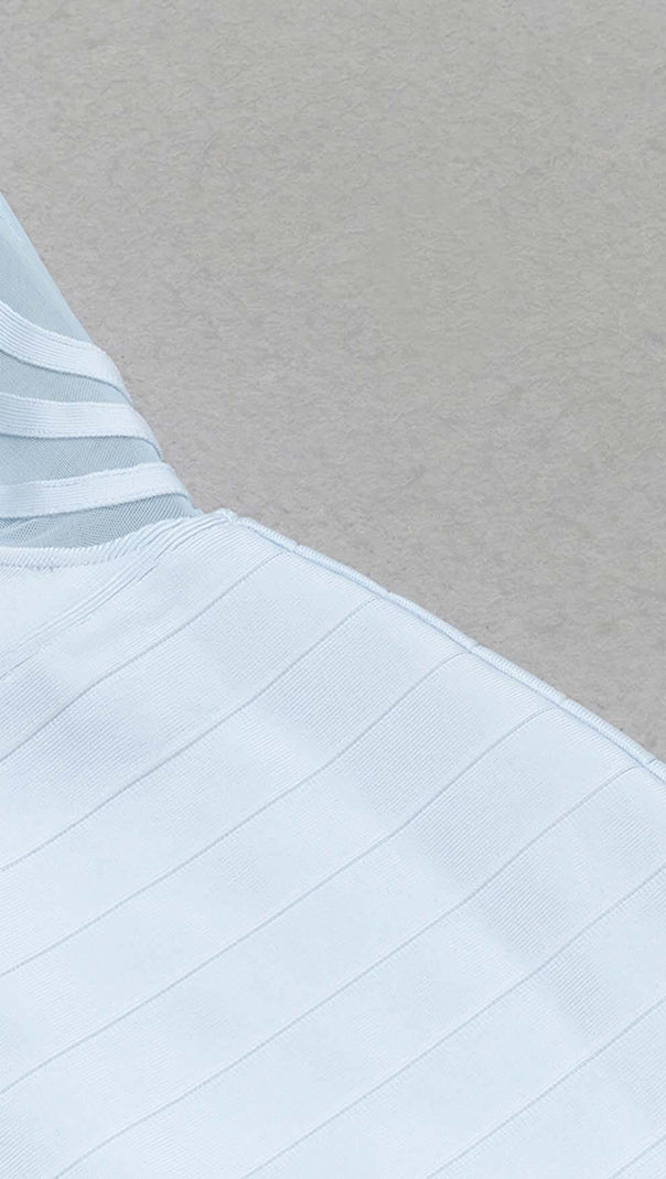 AIIZIE HIGH NECK MESH MIDI DRESS IN LIGHT BLUE - product image