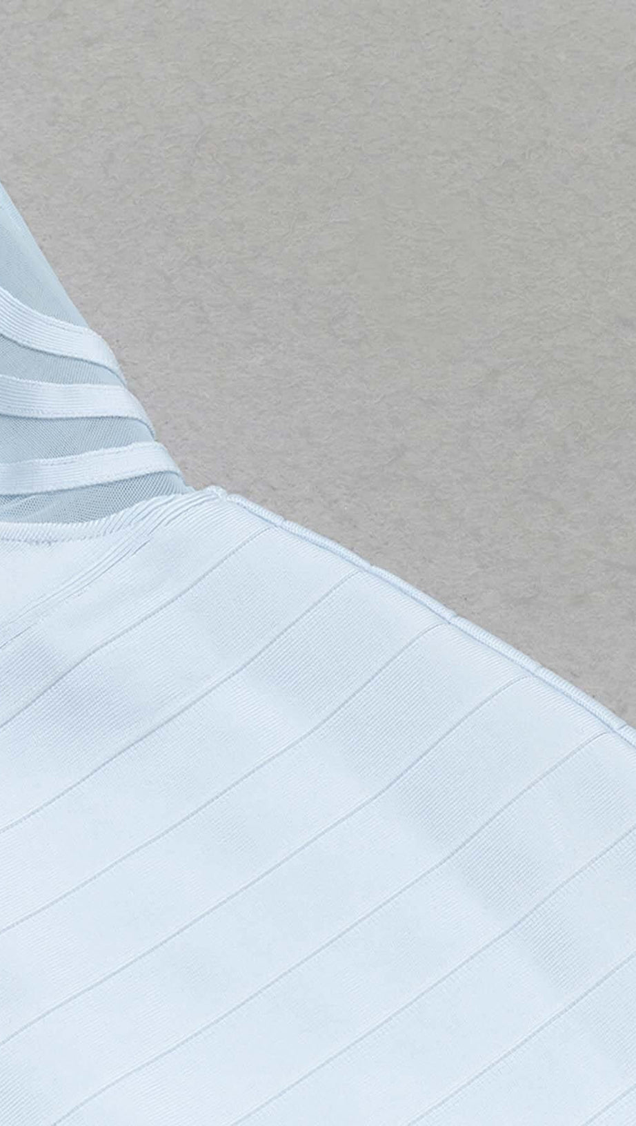 HIGH NECK MESH MIDI DRESS IN LIGHT BLUE