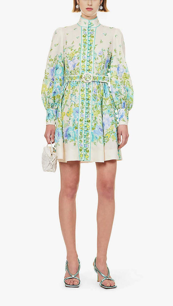 AIIZIE HIGH-NECK LONG SLEEVE MIDI DRESS IN WHITE - product image