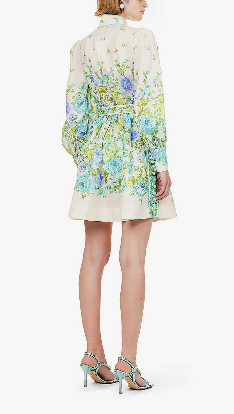 HIGH-NECK LONG SLEEVE MIDI DRESS IN WHITE