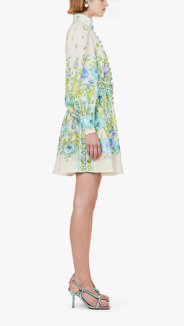 AIIZIE HIGH-NECK LONG SLEEVE MIDI DRESS IN WHITE - product image