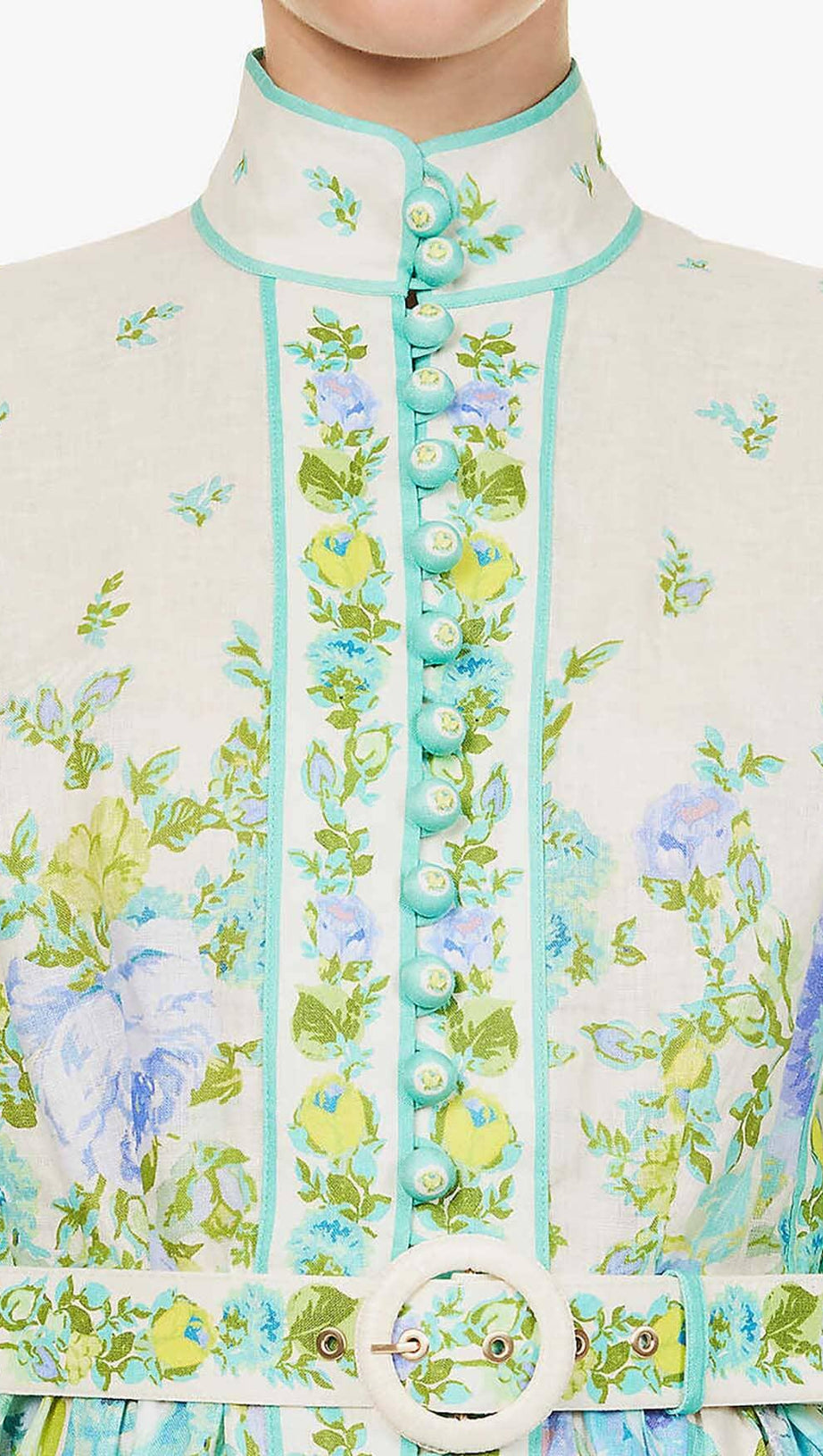 HIGH-NECK LONG SLEEVE MIDI DRESS IN WHITE