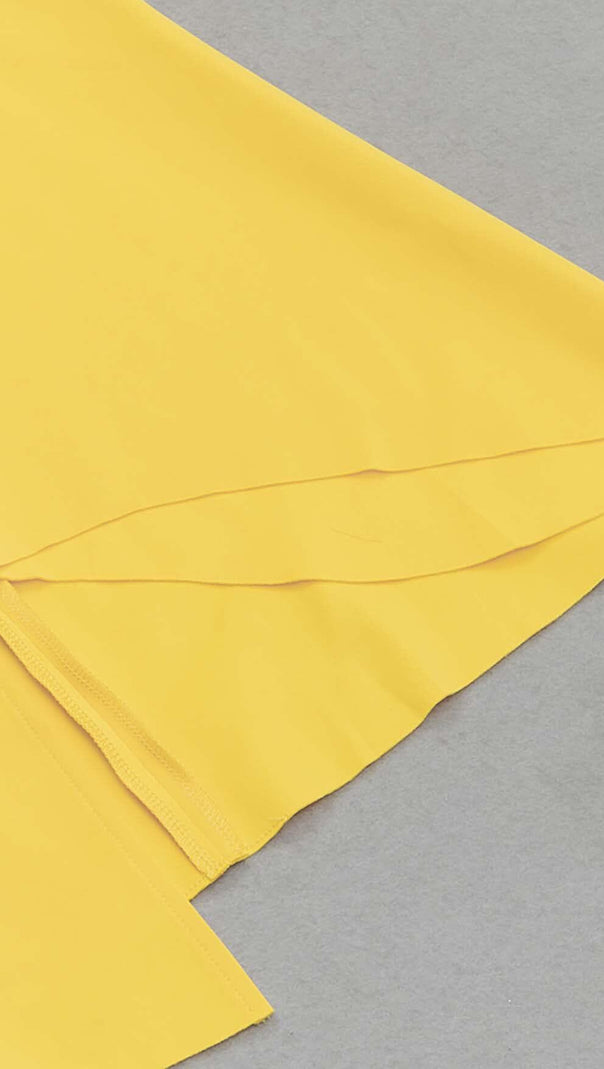 AIIZIE HIP WRAP BANDAGE MIDI DRESS IN YELLOW - product image