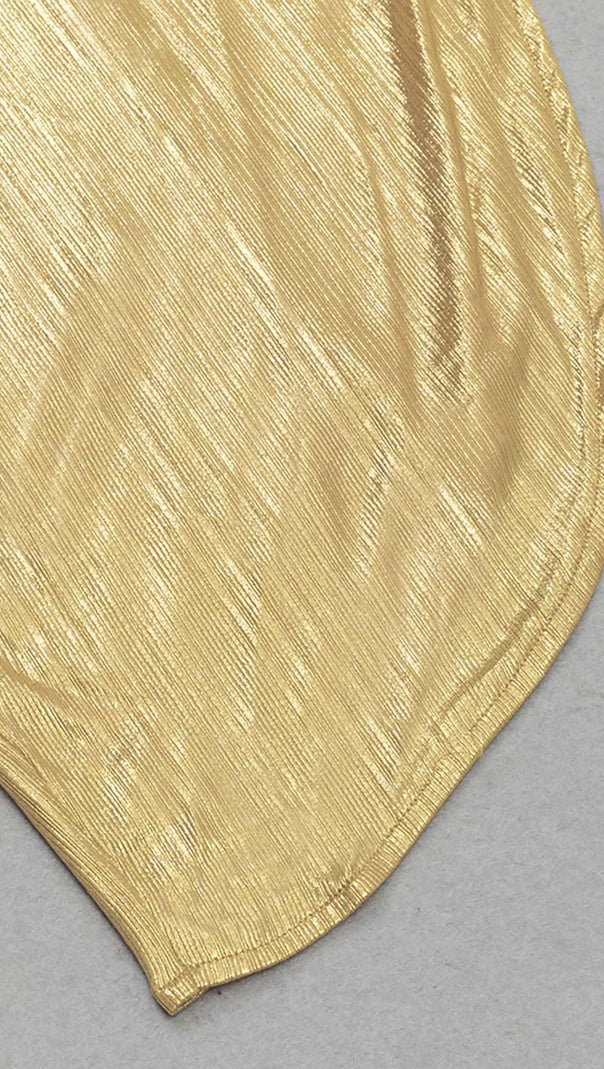 AIIZIE HIP WRAP SLIT MIDI DRESS IN GOLD - product image