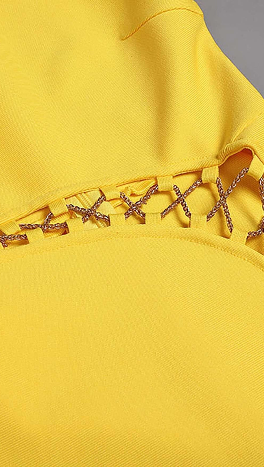 HOLLOW HIGH SPLIT MAXI DRESS IN YELLOW