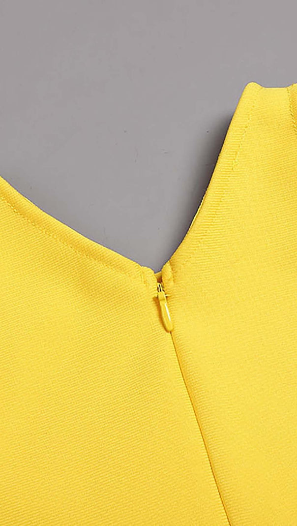 AIIZIE HOLLOW HIGH SPLIT MAXI DRESS IN YELLOW - product image