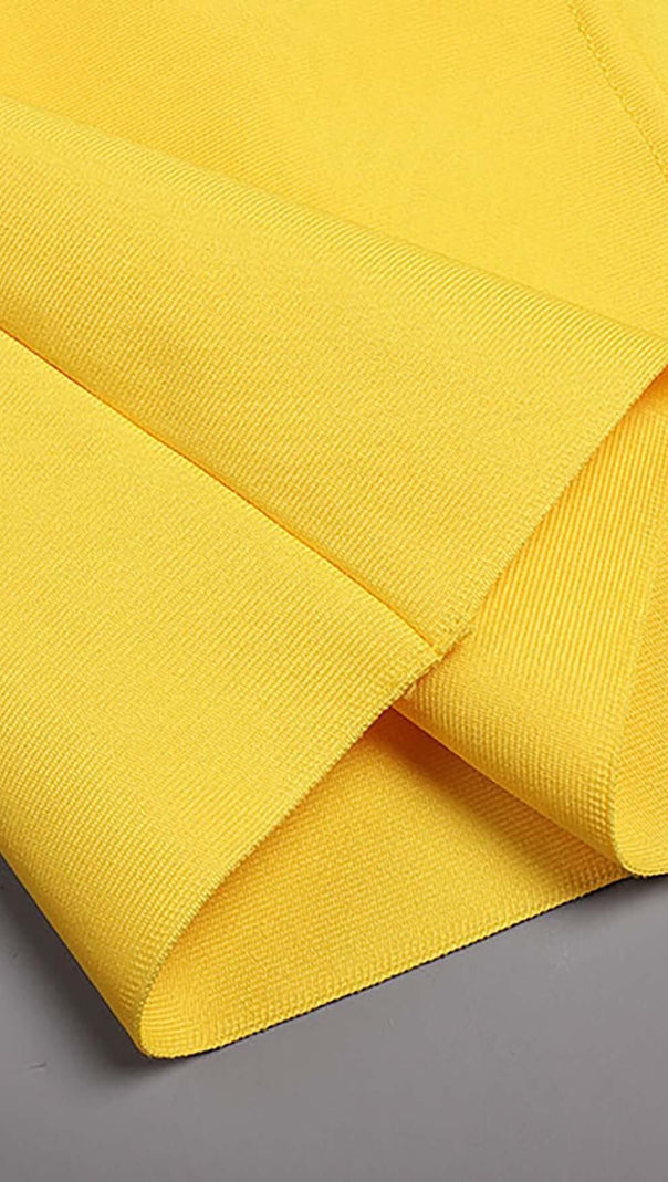 AIIZIE HOLLOW HIGH SPLIT MAXI DRESS IN YELLOW - product image