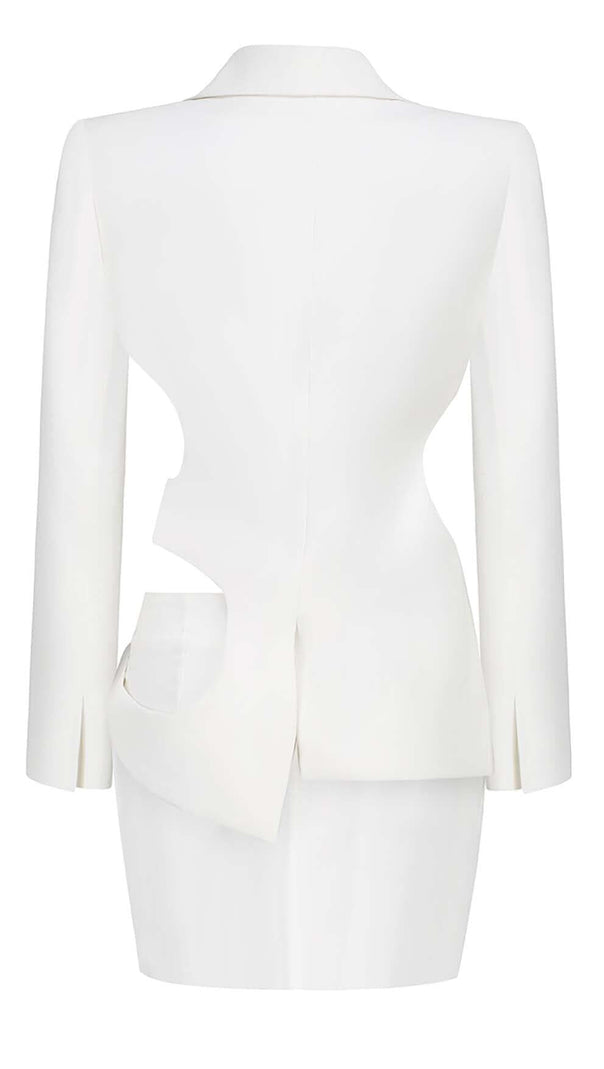 AIIZIE HOLLOW OUT LONG SLEEVE JACKET TOP AND SHORT SKIRT - product image
