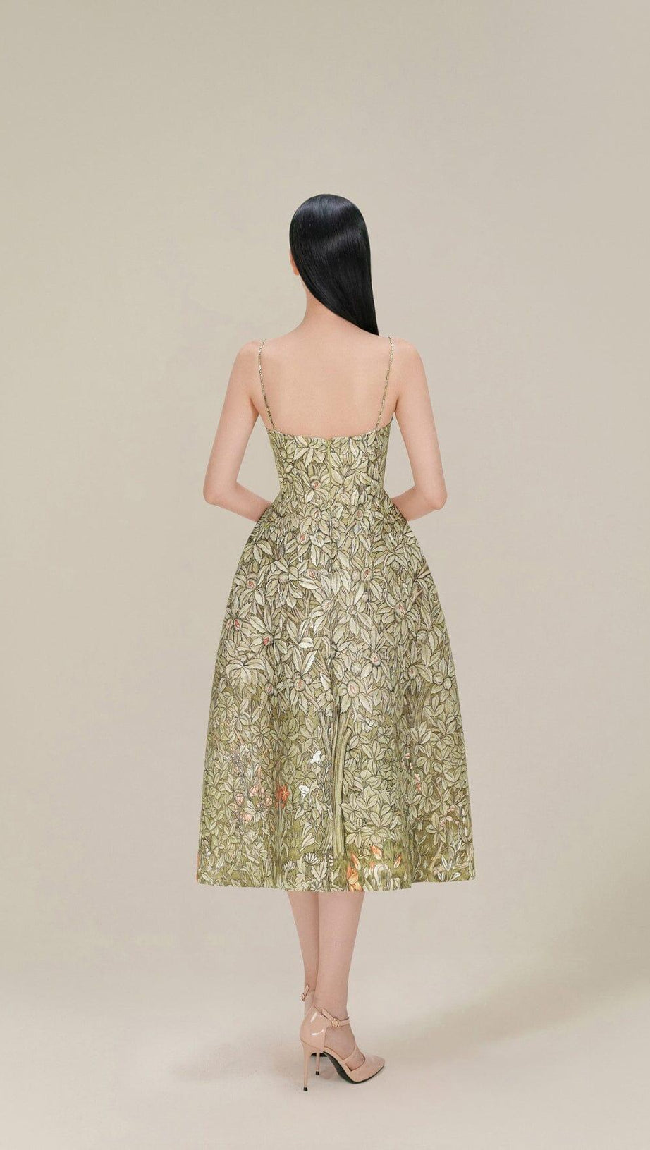 ABITO MIDI CON STAMPA JUNGLE IN CIOCCOLATO