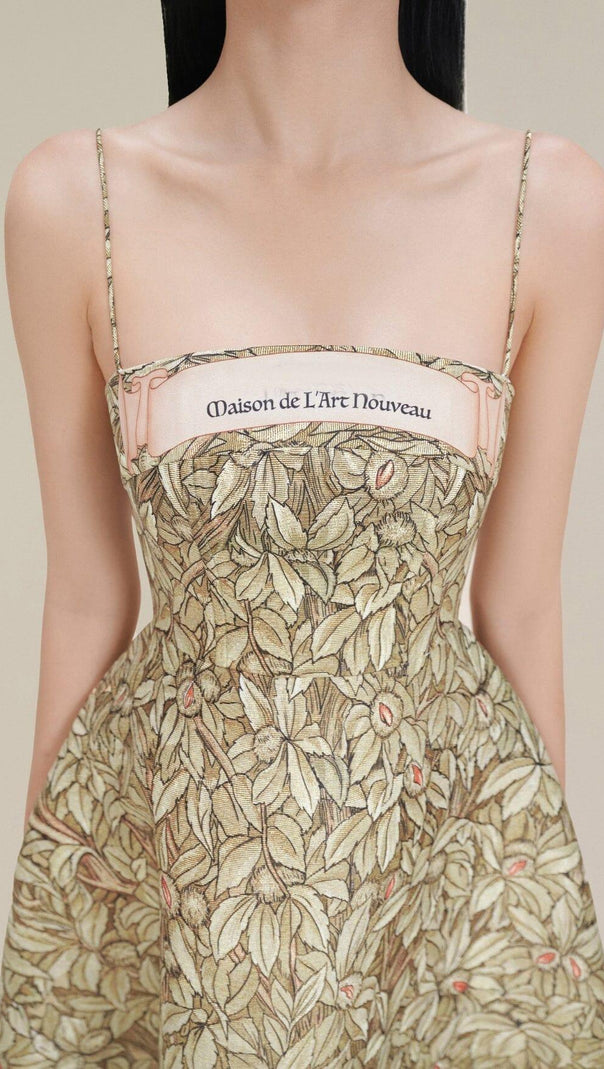 AIIZIE JUNGLE PRTINTED MIDI DRESS IN CHOCOLATE - product image