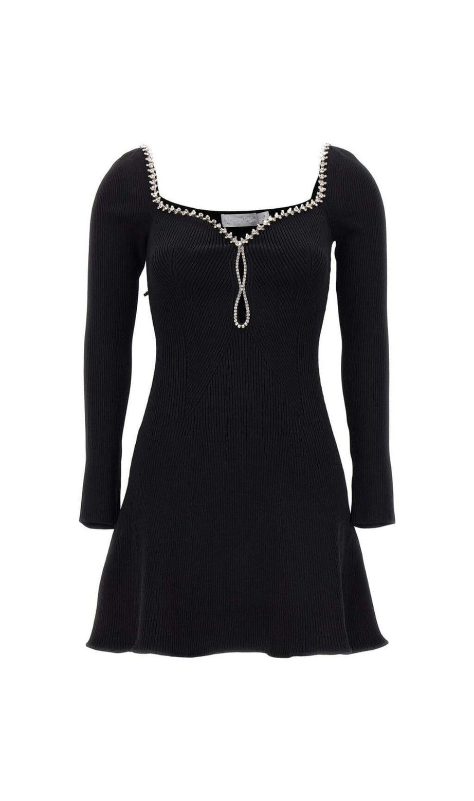 MINIKLEID MIT STRICK-DIAMANTEN IN SCHWARZ