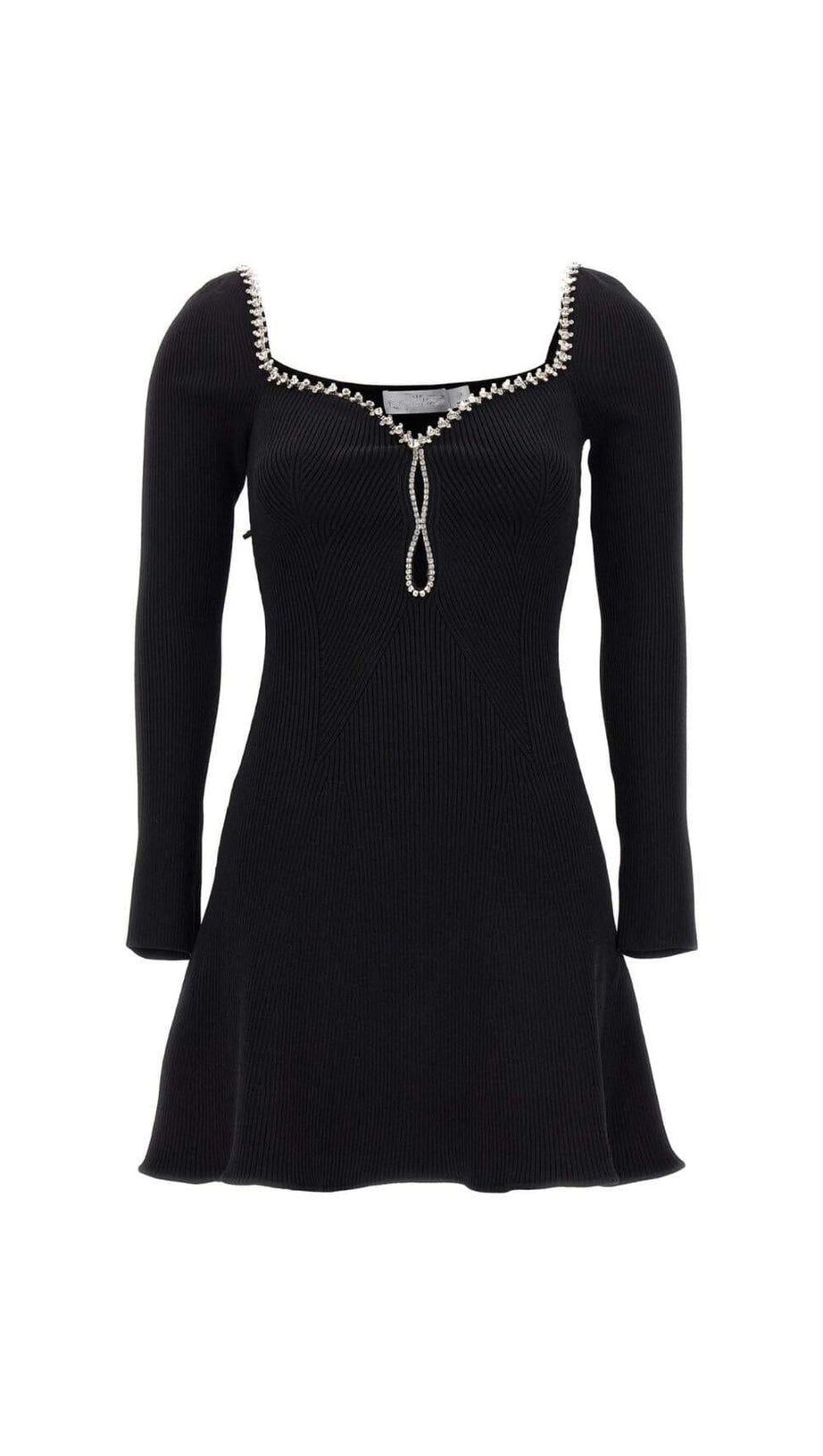 MINI ABITO IN MAGLIA CON DIAMANTI NERO