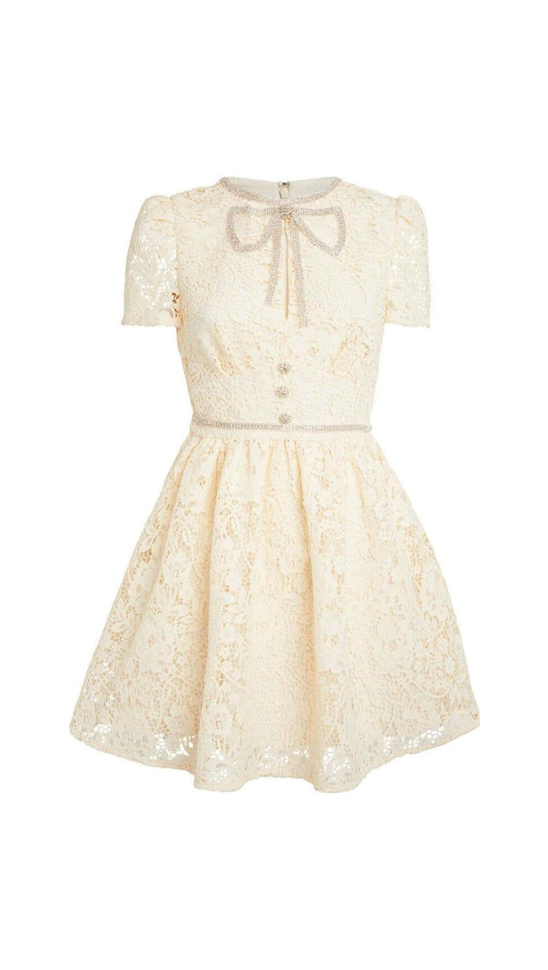 AIIZIE LACE BOW MINI DRESS IN WHITE - product image
