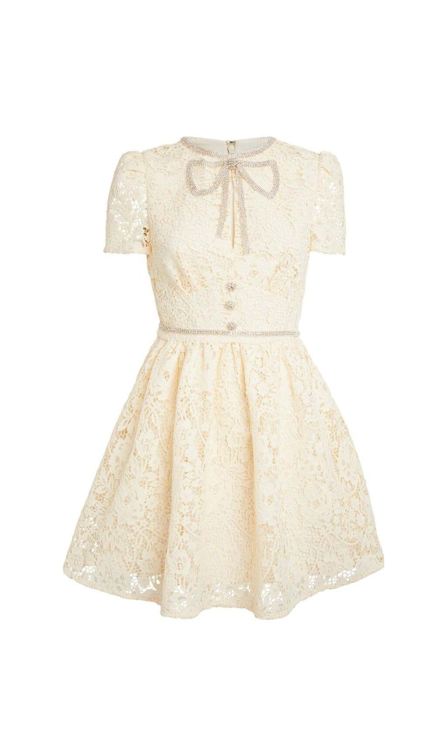 MINIKLEID MIT SPITZENSCHLEIFE IN WEISS