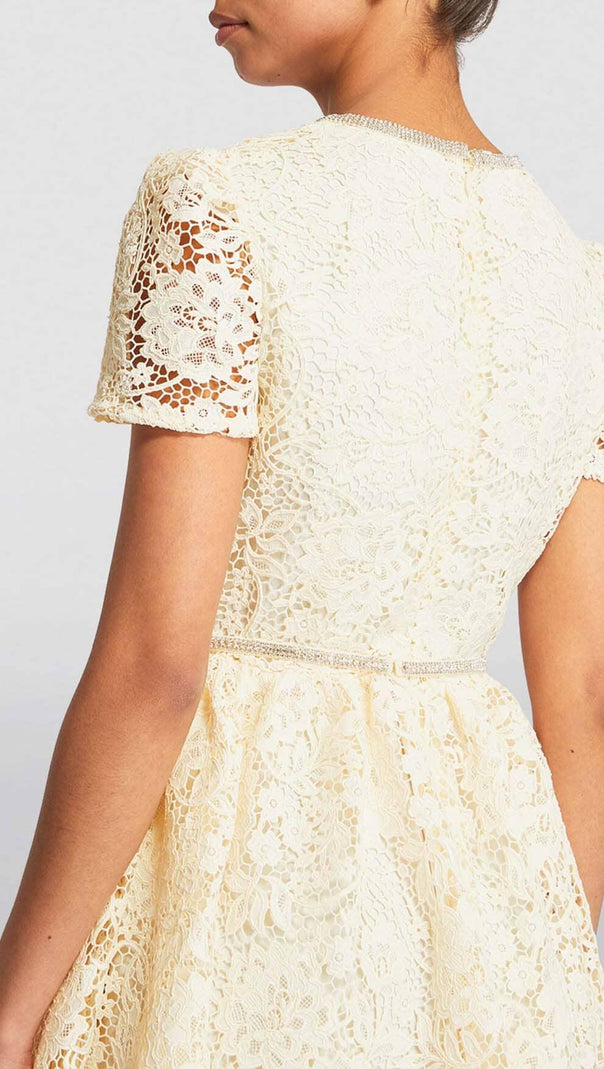 AIIZIE LACE BOW MINI DRESS IN WHITE - product image