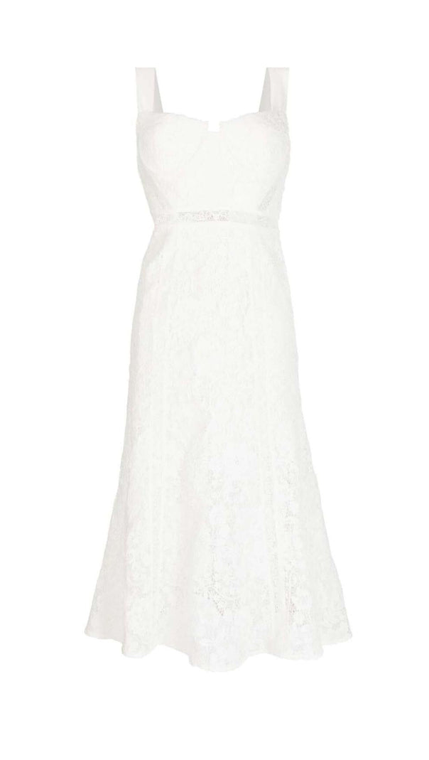 AIIZIE LACE DETAIL STRAPPY MIDI DRESS IN WHITE - product image