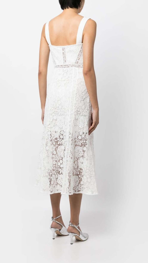 AIIZIE LACE DETAIL STRAPPY MIDI DRESS IN WHITE - product image