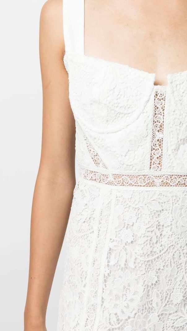 AIIZIE LACE DETAIL STRAPPY MIDI DRESS IN WHITE - product image