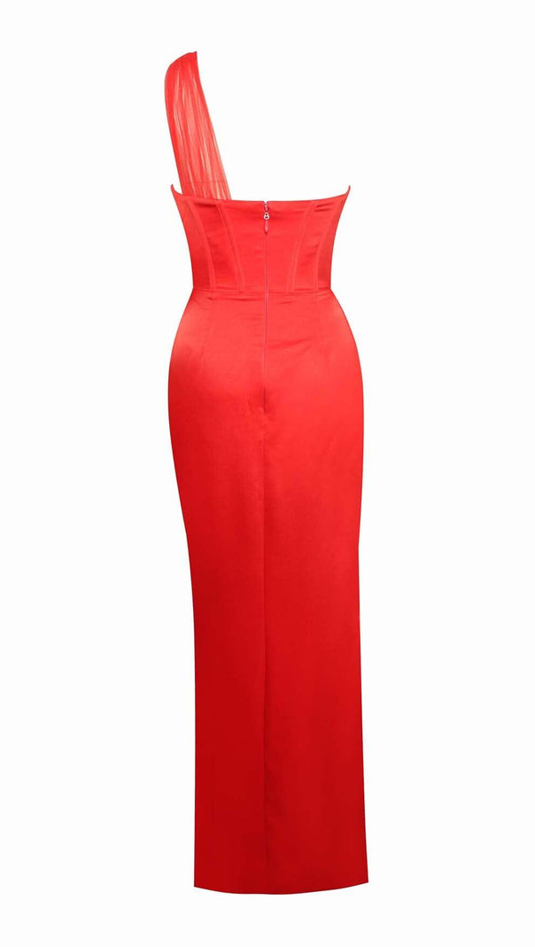 AIIZIE LACE GLITTER CORSET MIDI DRESS IN WINE - product image