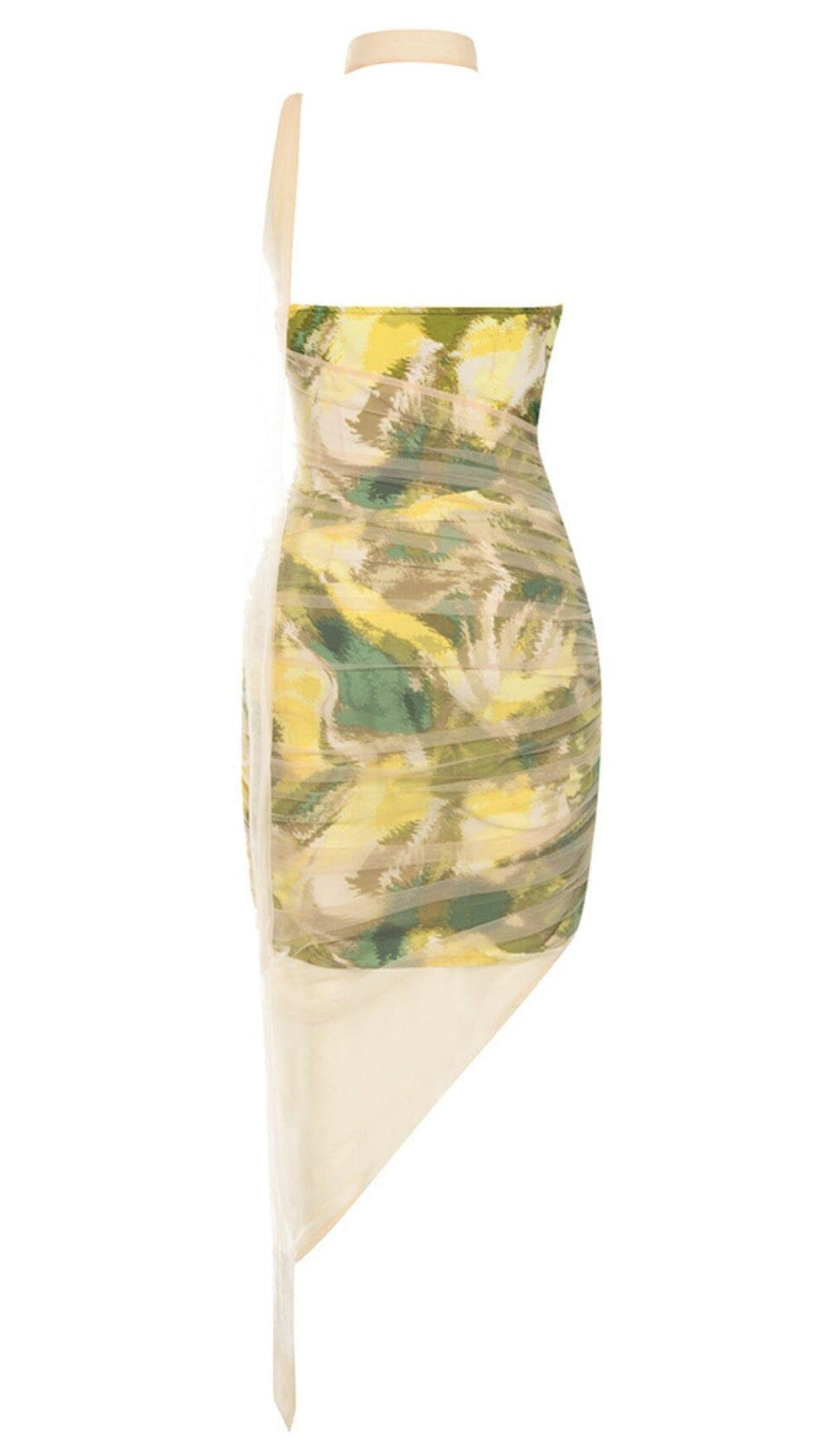 LACE RUCHED MINI DRESS IN MULITCOLOR