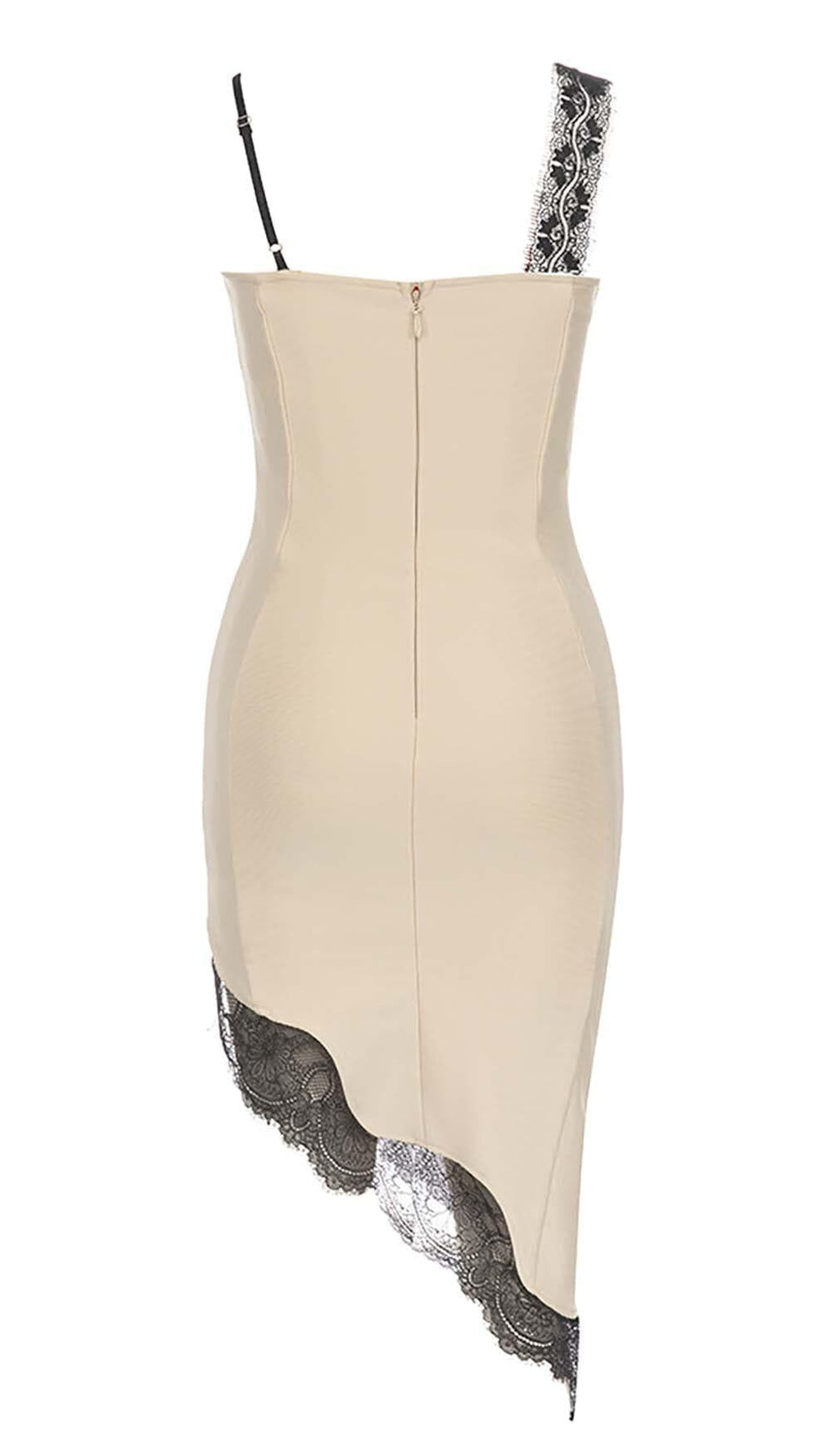 LACE STRAPPY HIGH-LOW DRESS IN IVORY