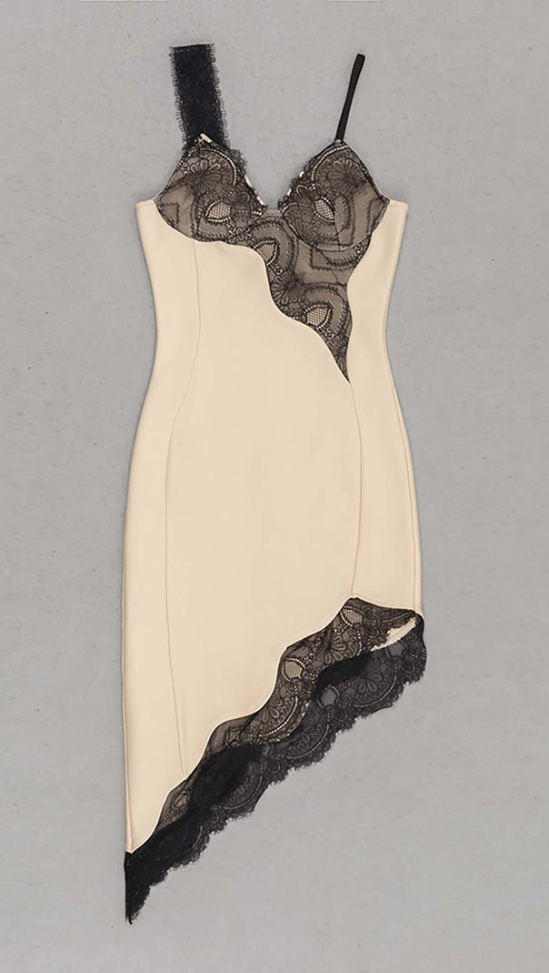 AIIZIE LACE STRAPPY HIGH-LOW DRESS IN IVORY - product image
