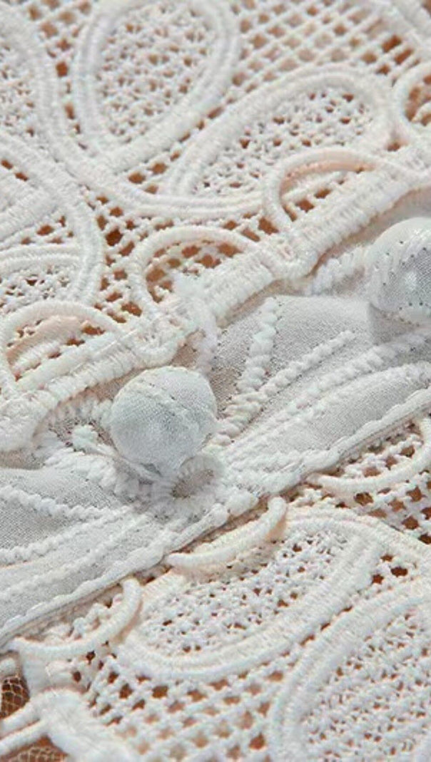 AIIZIE LACE V-NECK MIDI DRESS IN WHITE - product image