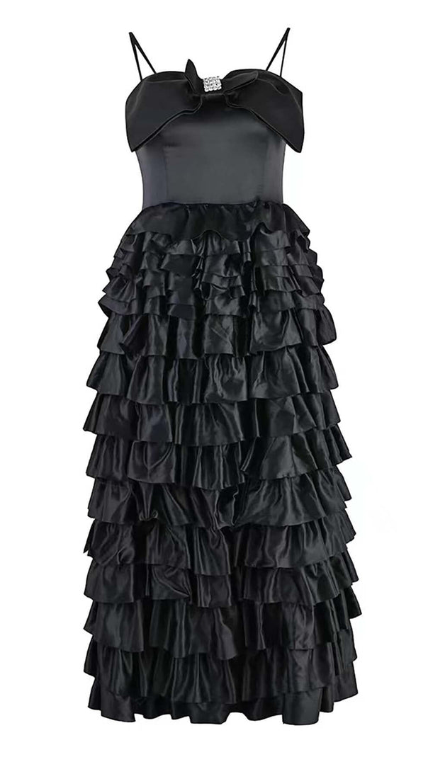 AIIZIE LAYERED BOW-EMBELLISHED MAXI DRESS IN BLACK - product image