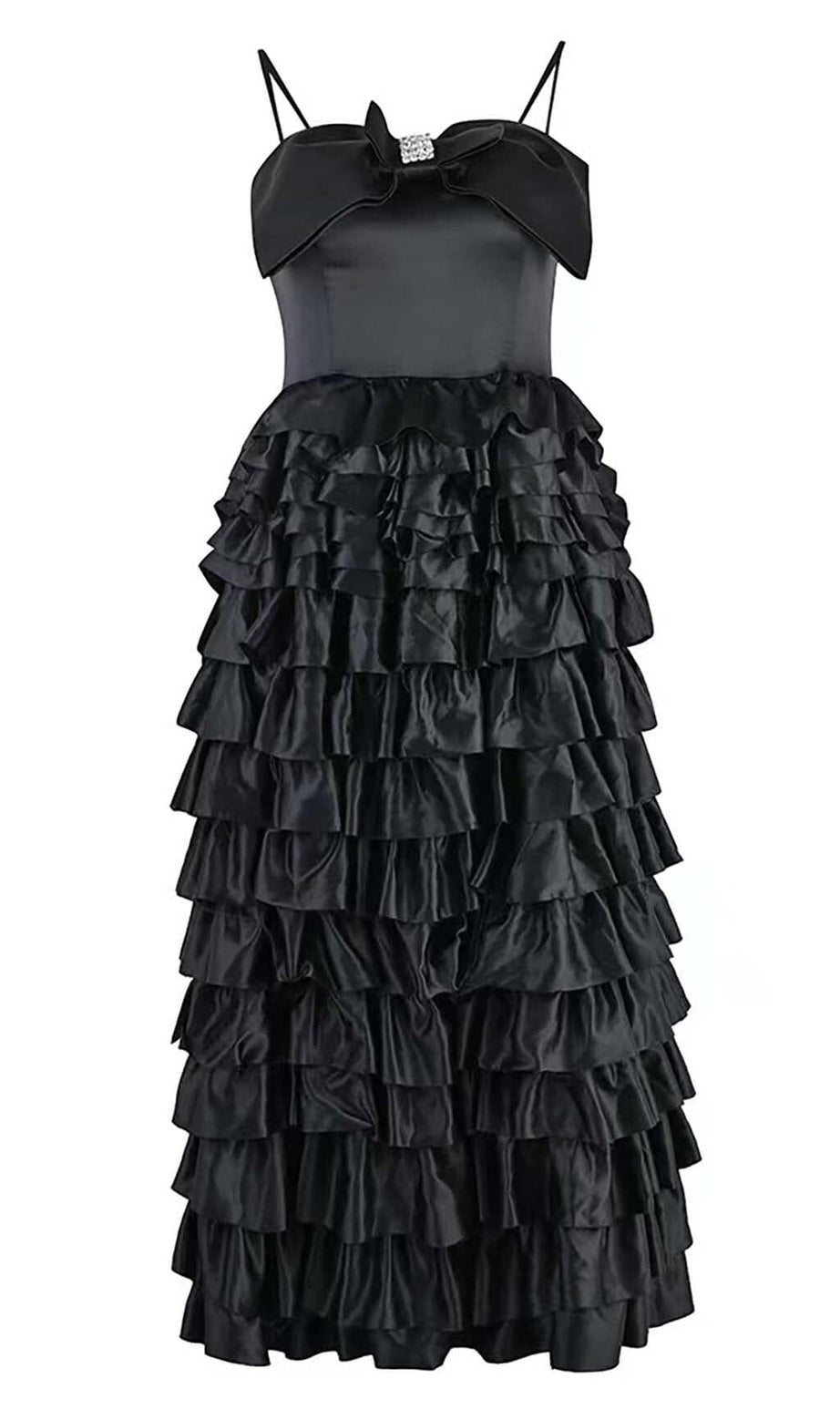 SCHWARZES MAXIKLEID MIT SCHLEIFEN