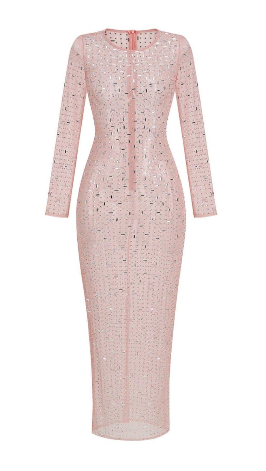 ABITO IN PIZZO CON PAILLETTES ROSA CON PROSPETTIVA