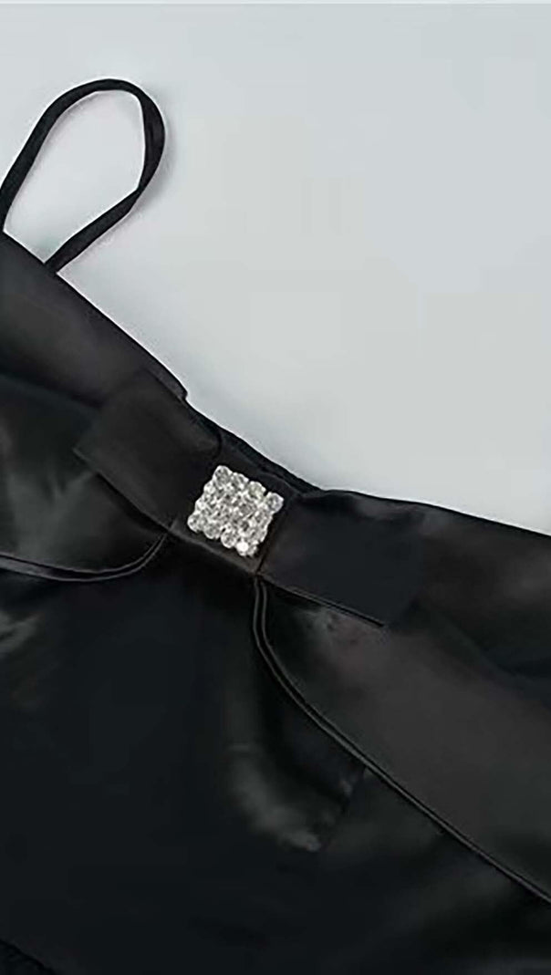 AIIZIE LAYERED BOW-EMBELLISHED MAXI DRESS IN BLACK - product image