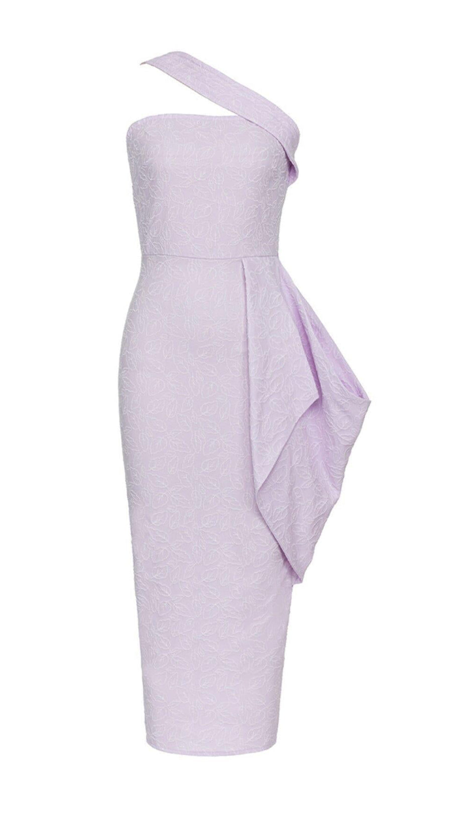 LEAF EMBROIDERY MIDI DRESS IN PURPLE