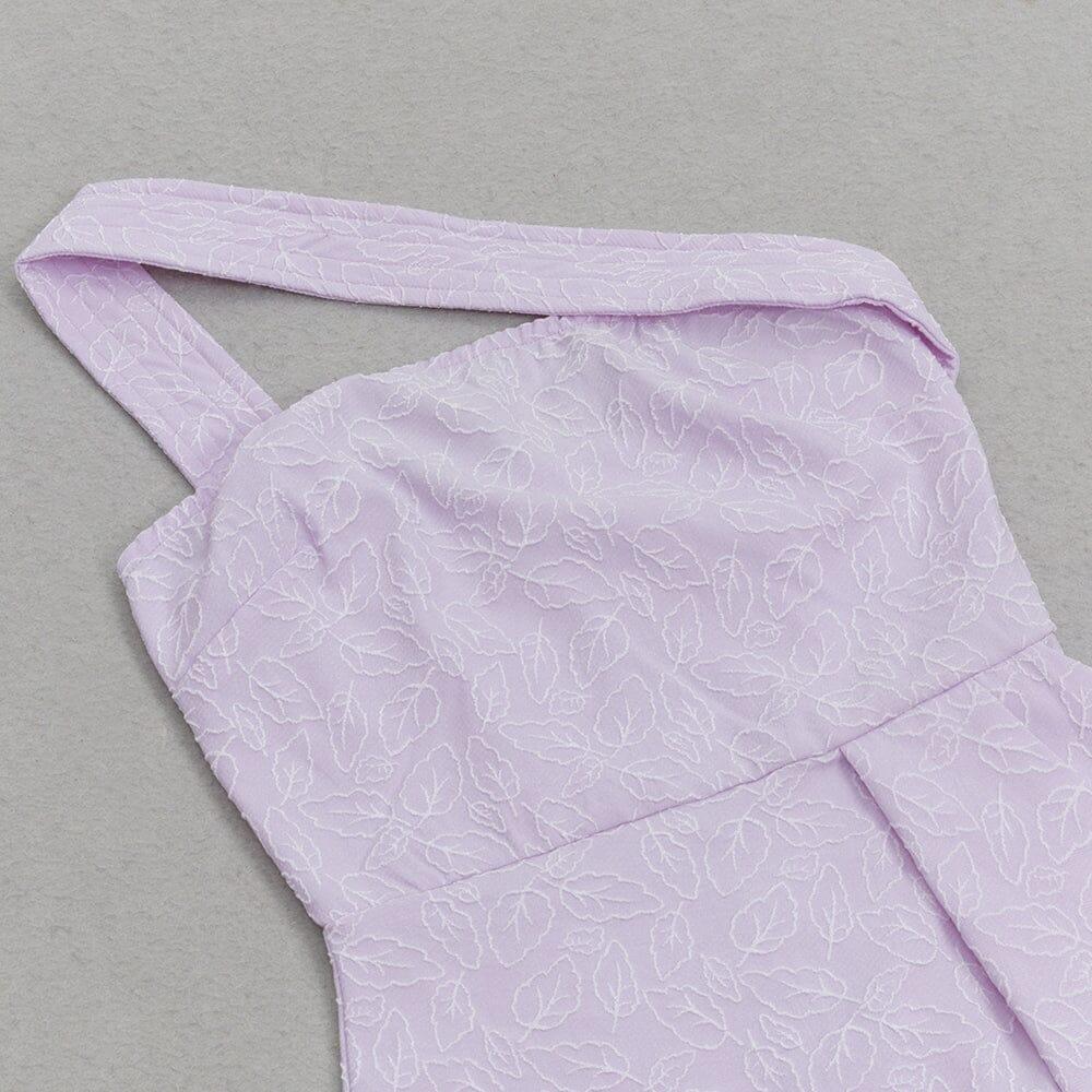 AIIZIE LEAF EMBROIDERY MIDI DRESS IN PURPLE - product image