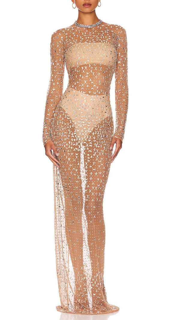AIIZIE SEQUIN LACE PERSPECTIVE DRESS IN PINK - product image