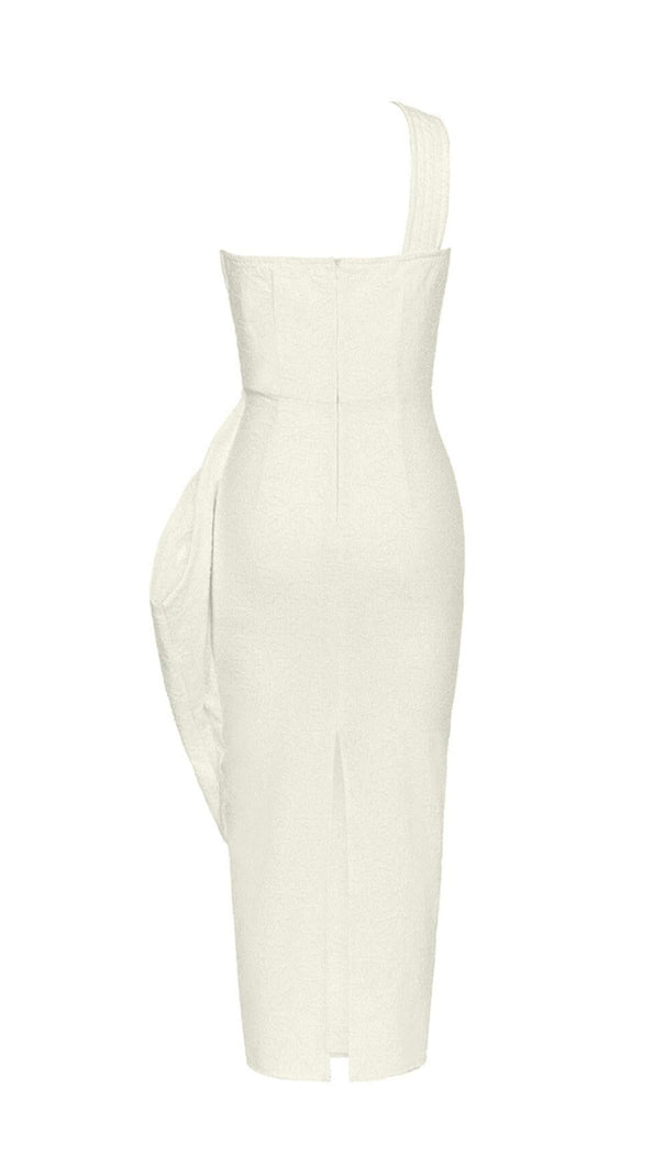 AIIZIE LEAF EMBROIDERY MIDI DRESS IN WHITE - product image