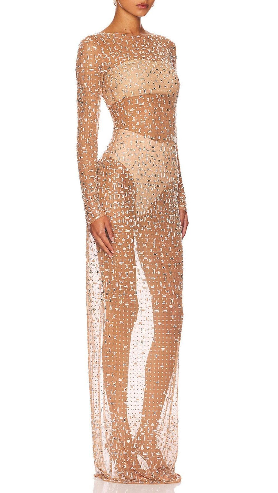 SEQUIN LACE PERSPECTIVE DRESS IN PINK