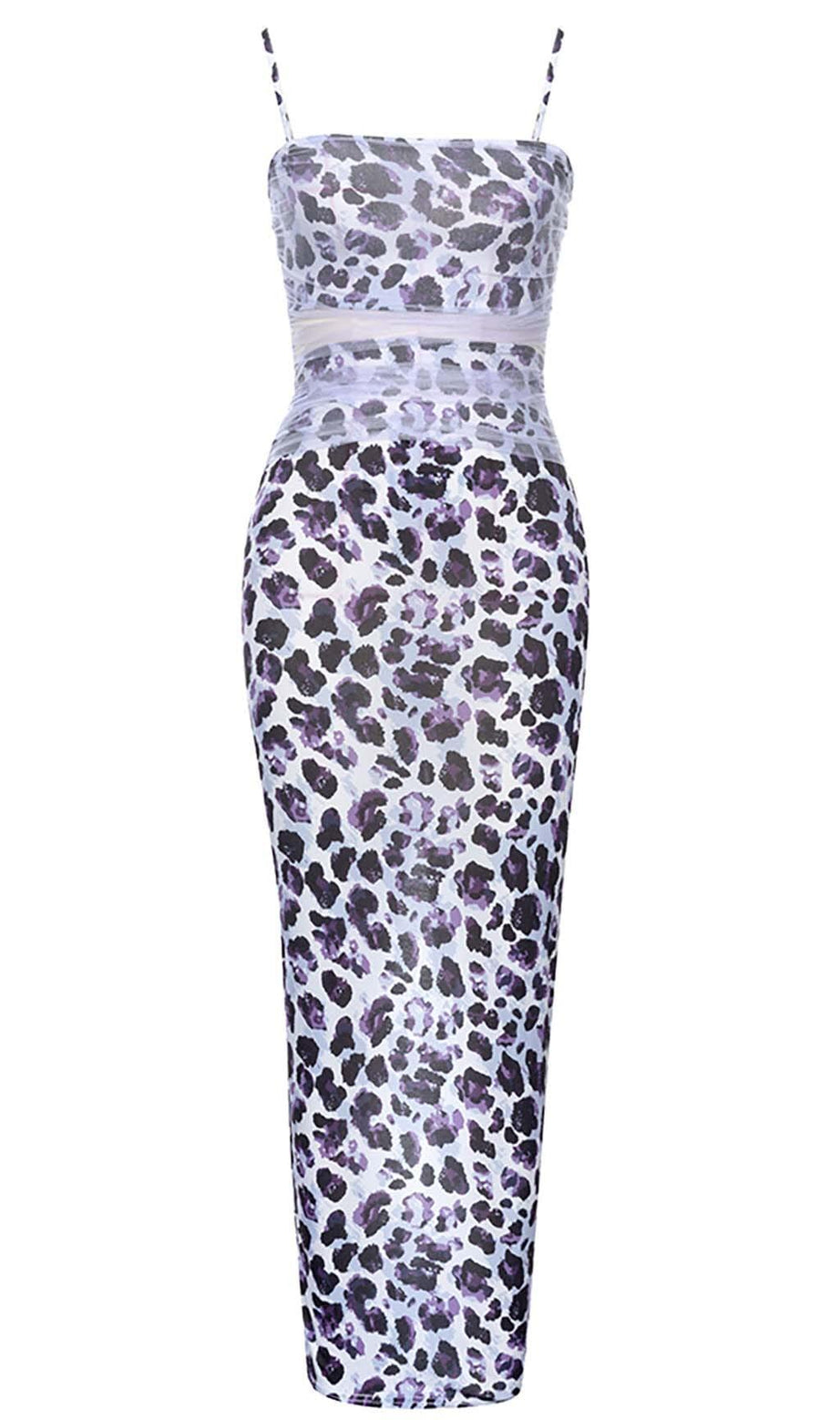 ABITO MIDI IN RETE LEOPARDATA LAVANDA