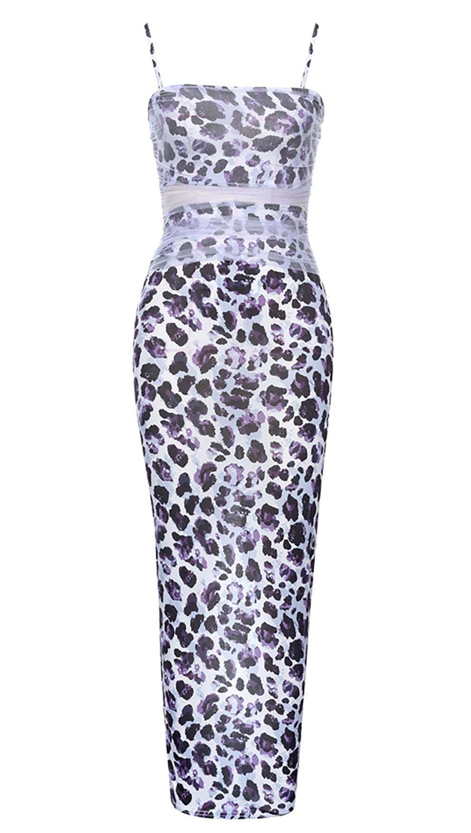 ABITO MIDI IN RETE LEOPARDATA LAVANDA