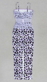 LEOPARD OUT MESH MIDI DRESS IN LAVENDER