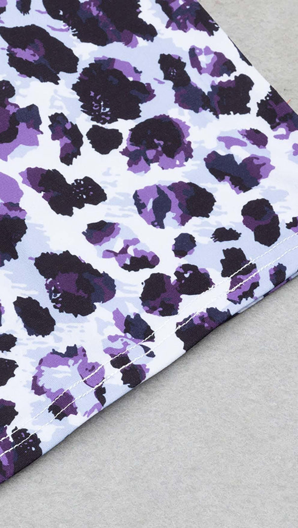 AIIZIE LEOPARD OUT MESH MIDI DRESS IN LAVENDER - product image