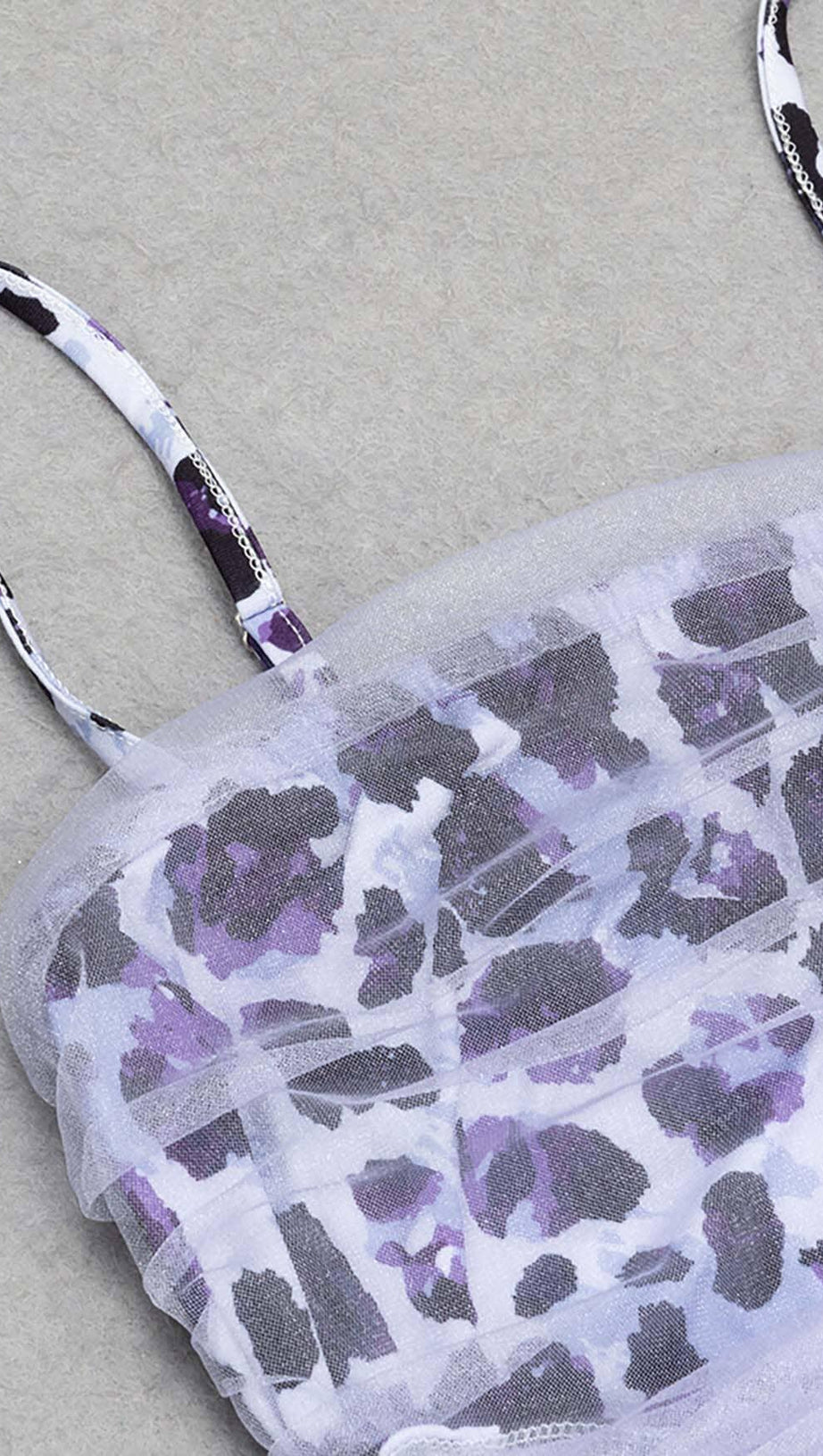 LEOPARD OUT MESH MIDI DRESS IN LAVENDER