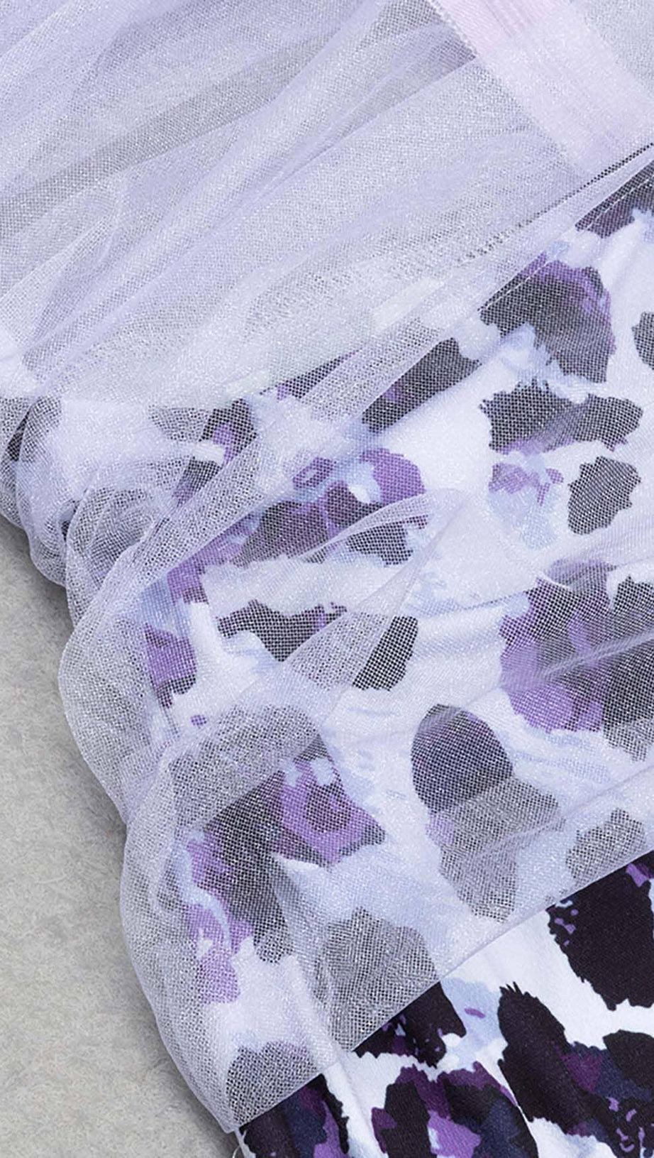 LEOPARD OUT MESH MIDI DRESS IN LAVENDER