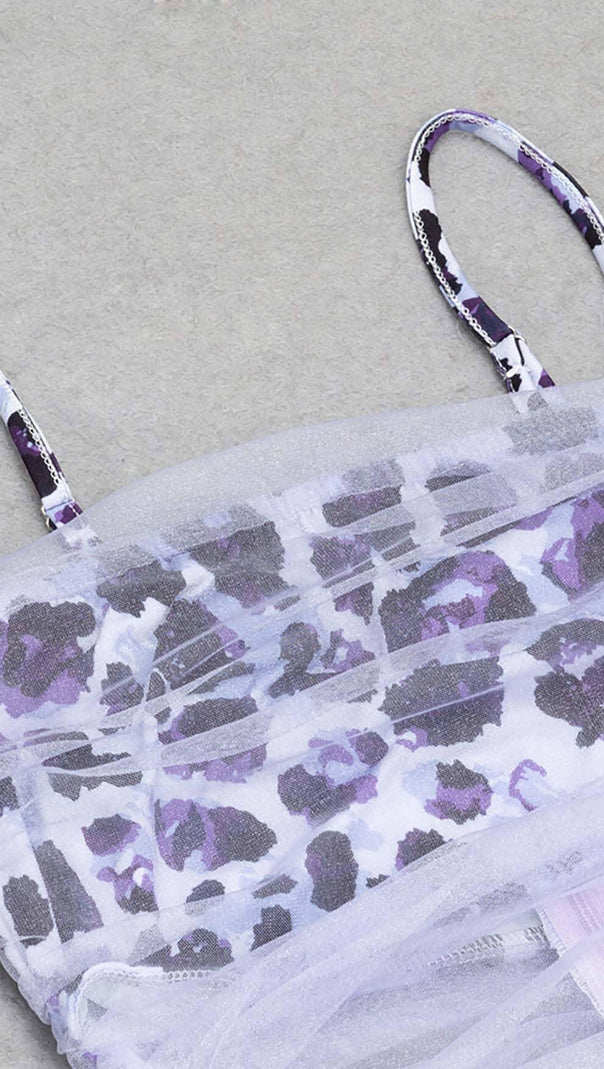 ABITO MIDI IN RETE LEOPARDATA LAVANDA