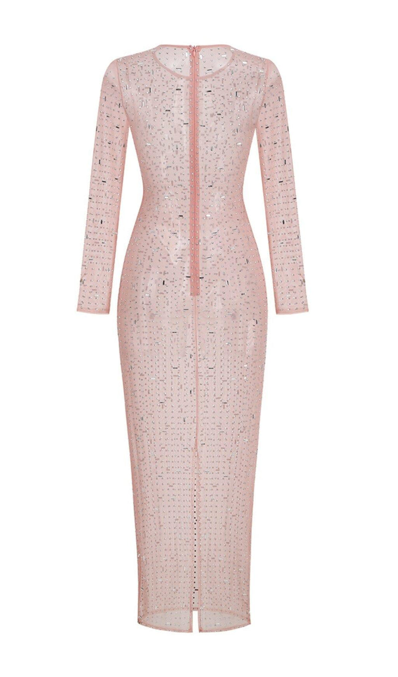 SEQUIN LACE PERSPECTIVE DRESS IN PINK