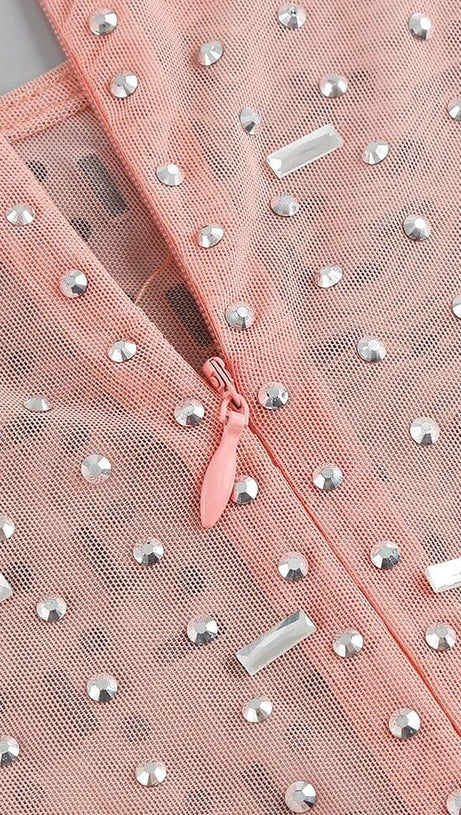 SEQUIN LACE PERSPECTIVE DRESS IN PINK