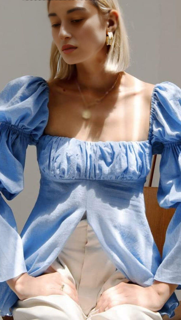 AIIZIE LONG SLEEVE SLIT PUFF TOP - product image