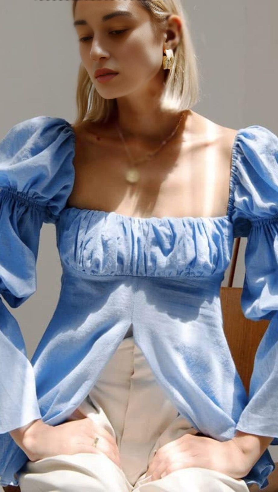 LONG SLEEVE SLIT PUFF TOP