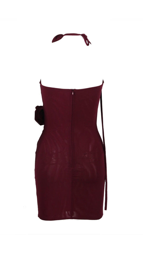 AIIZIE WINE FLORAL EMBELLISHED MINI DRESS - product image